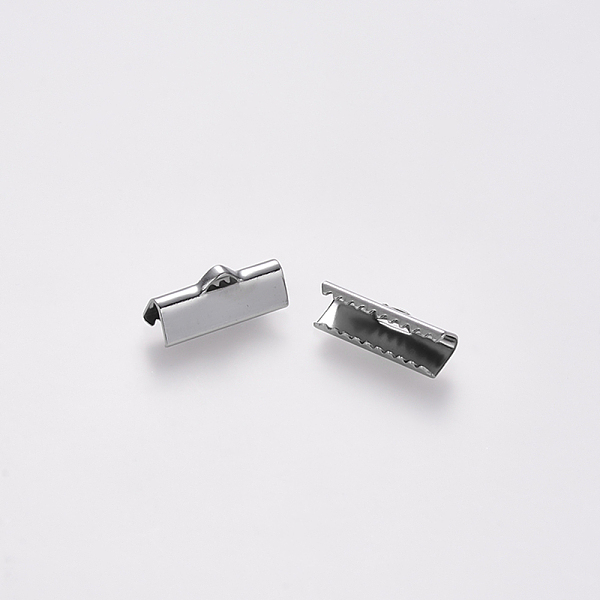 

PandaHall 304 Stainless Steel Ribbon Crimp Ends, Stainless Steel Color, 7x16mm, Hole: 1.5x2mm 304 Stainless Steel