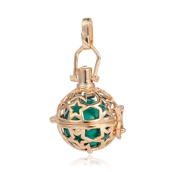 

PandaHall Golden Plated Brass Hollow Round Cage Pendants, with No Hole Spray Painted Brass Round Beads, Sea Green, 35x25x21mm, Hole: 3X8mm...