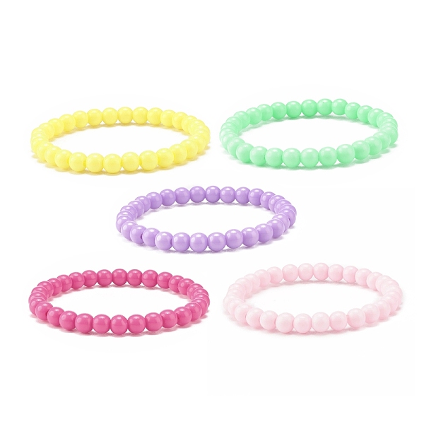 Bracciale Elasticizzato Con Perline Acriliche Color Caramello Per Bambini