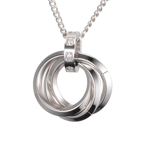 

PandaHall 304 Stainless Steel Interlocking Ring Pendants, with Cubic Zirconia, Stainless Steel Color, 28x25x12.5mm, Hole: 8mm Stainless..., Clear