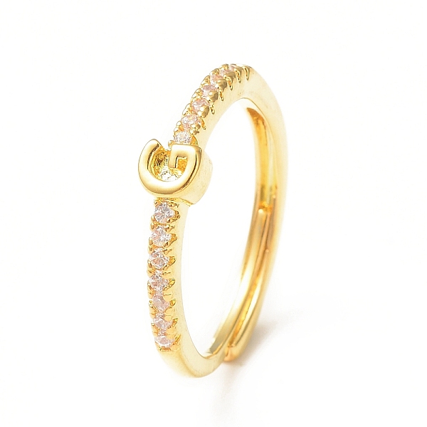 

PandaHall Clear Cubic Zirconia Initial Letter Adjustable Ring, Golden Brass Jewelry for Women, Letter.G, Inner Diameter: 18mm Brass+Cubic...