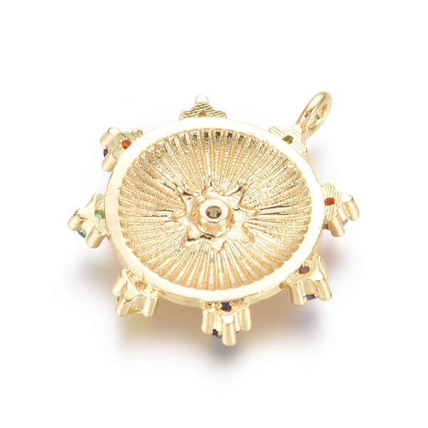 

PandaHall Brass Micro Pave Cubic Zirconia Pendants, Flat Round with Star, Colorful, Golden, 24x20.5x2.5mm, Hole: 1.5mm Brass+Cubic Zirconia...