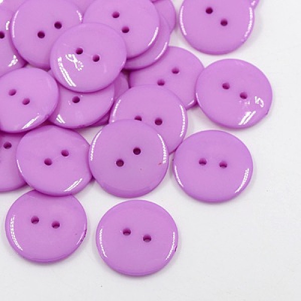 PandaHall Acrylic Sewing Buttons, Plastic Buttons for Costume Design, 2-Hole, Dyed, Flat Round, Medium Orchid, 17x2mm, Hole: 1mm Acrylic...