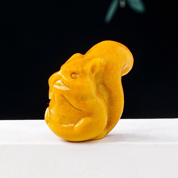 

PandaHall Natural Topaz Jade Squirrel Display Decorations, Energy Stone Ornaments, 30x30mm Topaz Jade Squirrel