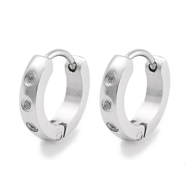

PandaHall 304 Stainless Steel Pave Clear Cubic Zirconia Huggie Hoop Earrings for Women, with 316 Surgical Stainless Steel Ear Pins...