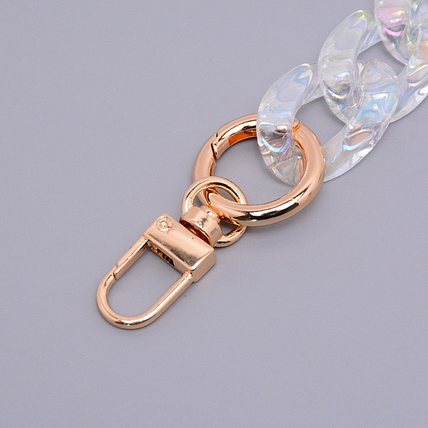 

PandaHall Bag Strap Chains, with Acrylic Curb Chains, Alloy and Iron Findings, Clear, 45cm Acrylic Clear