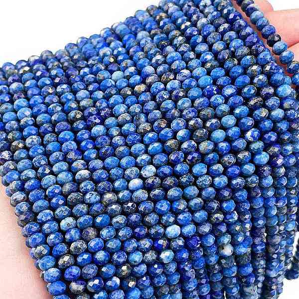

PandaHall Natural Lapis Lazuli Beads Strands, Faceted, Rondelle, 4x3mm, Hole: 0.7mm, about 128pcs/strand, 15.16 inch(38.5cm) Lapis Lazuli...