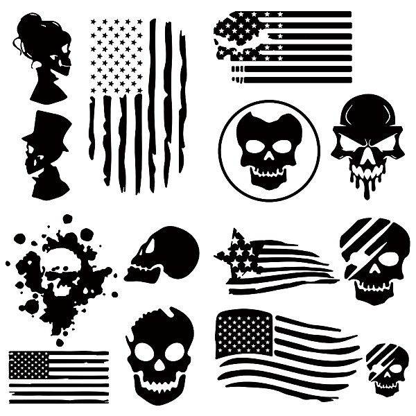 

PandaHall 4Pcs 4 Styles Square PET Waterproof Self-adhesive Car Stickers, Reflective Decals for Car, Motorcycle Decoration, Black, Skull...