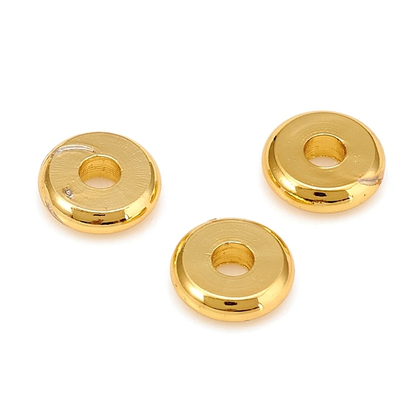 

PandaHall Brass Spacer Beads, Long-Lasting Plated, Flat Round, Golden, 6x1.7mm, Hole: 1.8mm Brass Flat Round