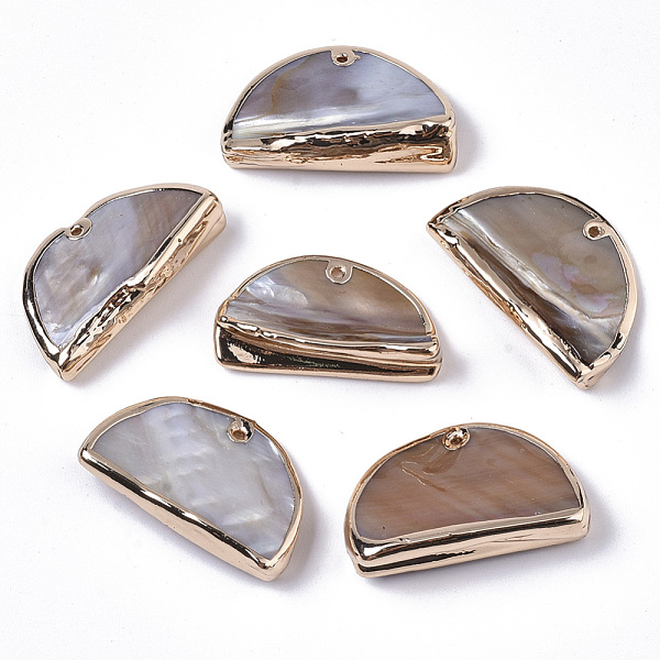 

PandaHall Natural Freshwater Shell Pendants, Edge Golden Plated, Half Round, Golden, 17~20x29~31x7~10mm, Hole: 1.2mm Freshwater Shell Half...