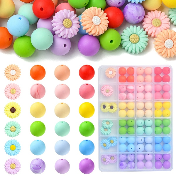 RoundDaisy Silicone Focal Beads
