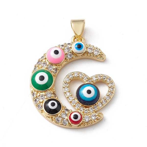 

PandaHall Rack Plating Brass Micro Pave Cubic Zirconia Pendants, with Enamel Evil Eye, Long-Lasting Plated, Cadmium Free & Lead Free, Real...