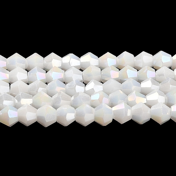 

PandaHall Opaque Solid Color Electroplate Glass Beads Strands, AB Color Plated, Faceted, Bicone, White, 4x4mm, Hole: 0.8mm, about...