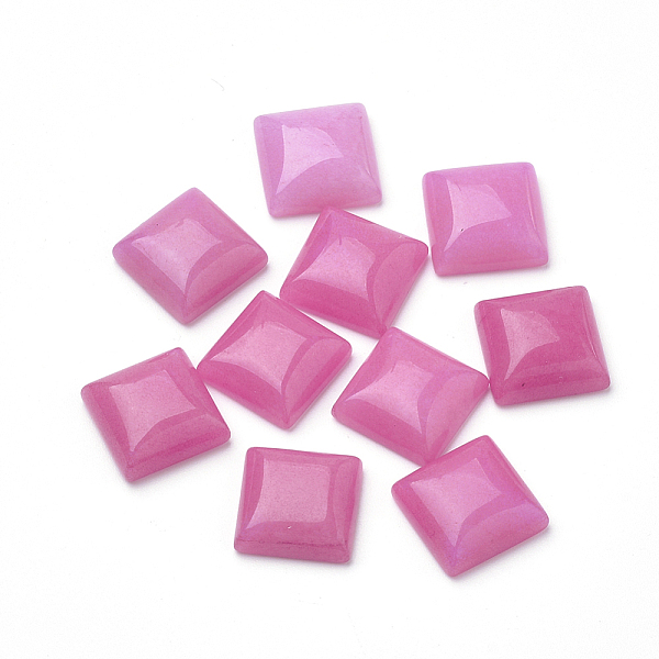 

PandaHall Natural White Jade Cabochons, Dyed, Square, Hot Pink, 10x10x5mm White Jade Square