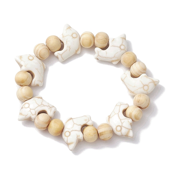 

PandaHall Beach Dolphin Dyed Synthetic Turquoise Stretch Bracelets, Summer Wood Beaded Kid Bracelets for Girls, Floral White, Inner Diameter..., Yellow