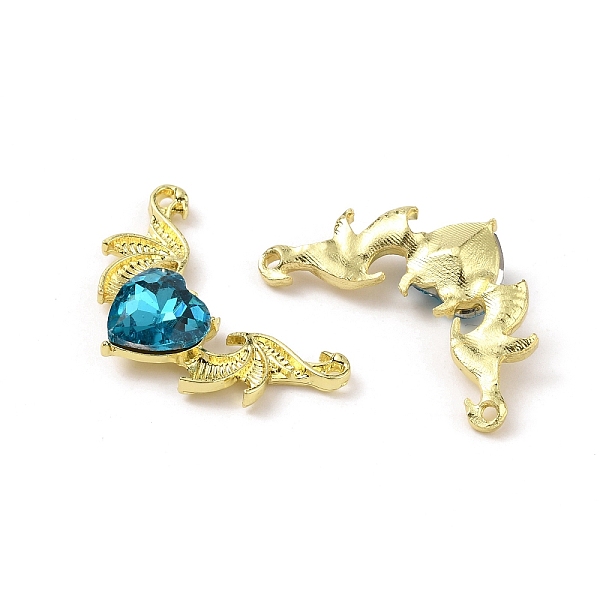 

PandaHall Golden Alloy Connector Charms, with Acrylic Rhinestone, Wing, Blue Zircon, 20x31.5~32x6mm, Hole: 1.4mm Alloy+Rhinestone Wing Cyan