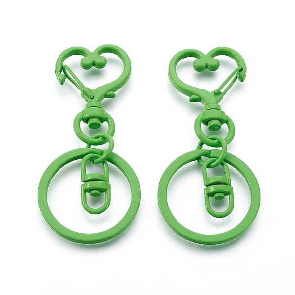 

PandaHall Iron Heart Split Key Rings, Keychain Clasp Findings, Lead Free & Nickel Free, Lime Green, 68x30x6mm Iron Heart Green