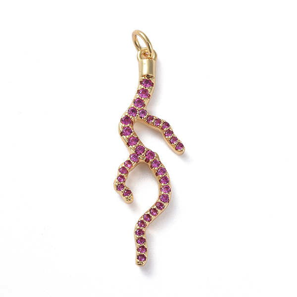 

PandaHall Brass Micro Pave Cubic Zirconia Pendants, Long-Lasting Plated, Branch, Hot Pink, Real 18K Gold Plated, 34.1x10x2.9mm, Hole: 3.1mm...