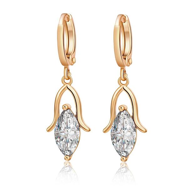 

PandaHall Real 18K Gold Plated Brass Cubic Zirconia Dangle Hoop Earrings, Clear, 30x9mm Cubic Zirconia Clear