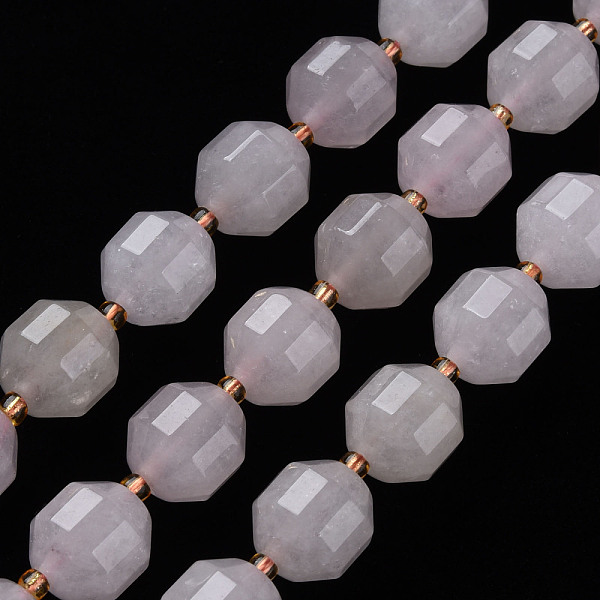 

PandaHall Natural White Jade Beads Strands, Dyed, Faceted, with Seed Beads, Double Terminated Point Prism Beads, Bicone, Lavender Blush...