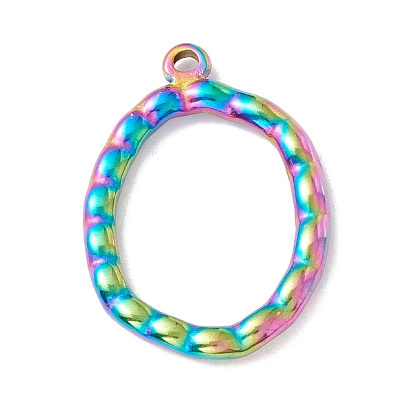 

PandaHall Ion Plating(IP) 304 Stainless Steel Pendants, Oval, Rainbow Color, 28x20.5x2.5mm, Hole: 1.6mm 304 Stainless Steel Oval