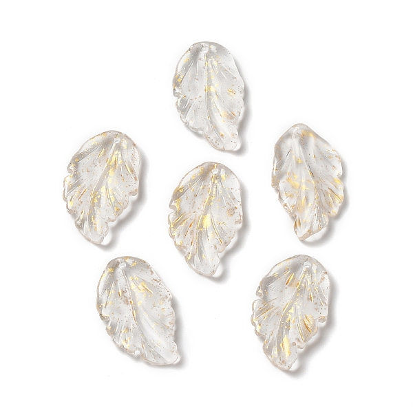 

PandaHall Dyed & Heated Glass Pendants, with Glitter Powder, Feather Leaf, Clear, 28x17x3.5mm, Hole: 1.2mm Glass Leaf Clear