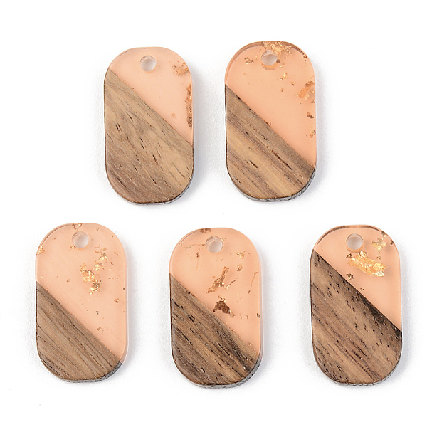 

PandaHall Transparent Resin & Walnut Wood Pendants, with Gold Foil, Oval, Dark Salmon, 20.5x11.5x3mm, Hole: 2mm Resin+Wood Oval Red