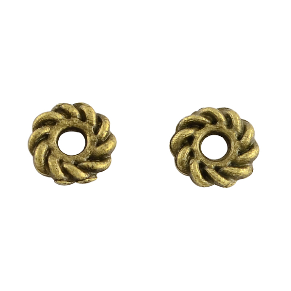 

PandaHall Tibetan Style Alloy Donut Spacer Beads, Cadmium Free & Nickel Free & Lead Free, Antique Bronze, 5.5x1mm, Hole: 1.5mm Alloy Donut