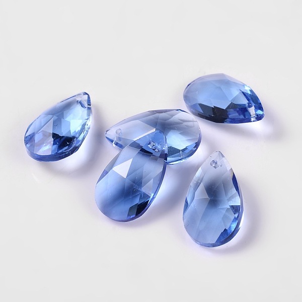 

PandaHall Faceted Teardrop Glass Pendants, Royal Blue, 16x9x6mm, Hole: 1mm Glass Teardrop Blue