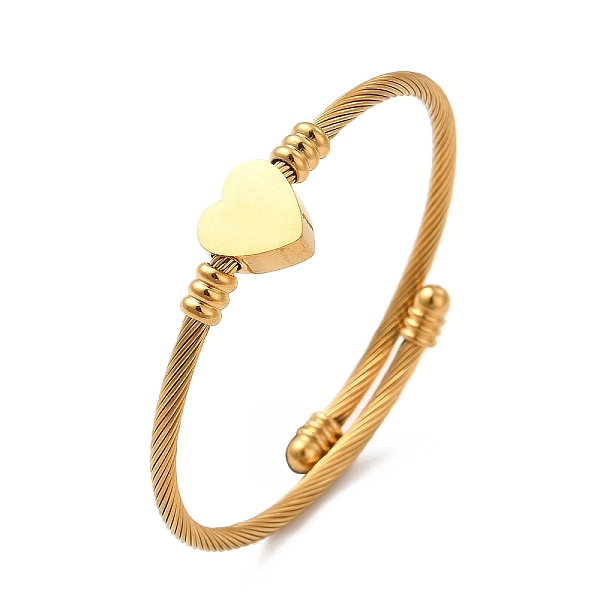 

PandaHall 201 Stainless Steel Heart Beaded Cuff Bangle, Torque Bangle for Women, Real 18K Gold Plated, Inner Diameter: 2-1/4 inch(5.75cm)...