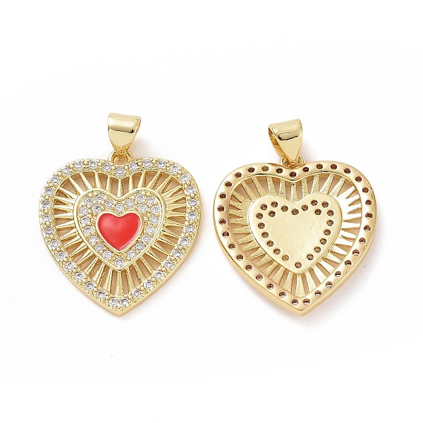 

PandaHall Brass Cubic Zirconia Pendants, with Enamel, Heart Charm, Clear, 22.5x20x2.5mm, Hole: 3x5mm Brass+Cubic Zirconia+Enamel Heart Clear