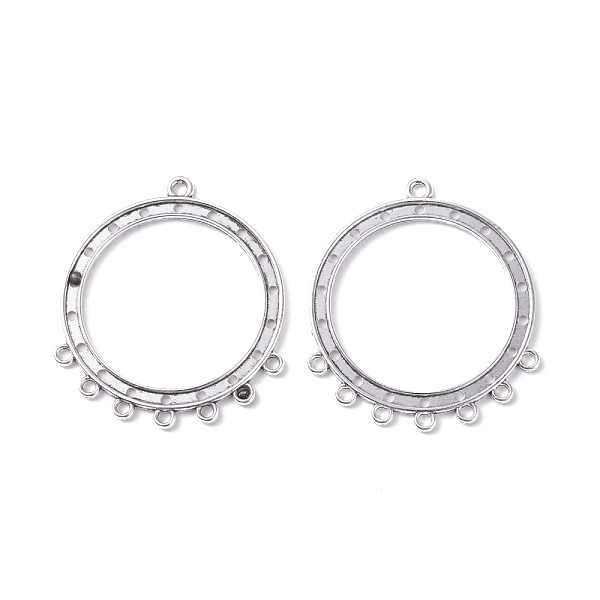 

PandaHall Tibetan Style Alloy Chandelier Component Links, Ring, Antique Silver, 61x52x2.5mm, Hole: 3mm Alloy Ring