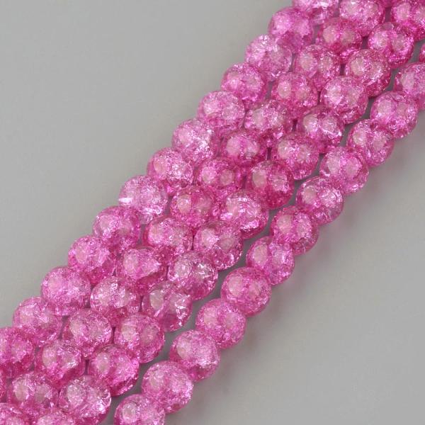 

PandaHall Synthetic Crackle Quartz Beads Strands, Round, Dyed, Magenta, 6mm, Hole: 1mm, about 66pcs/strand, 15.7 inch Crackle Quartz Round..., Pink