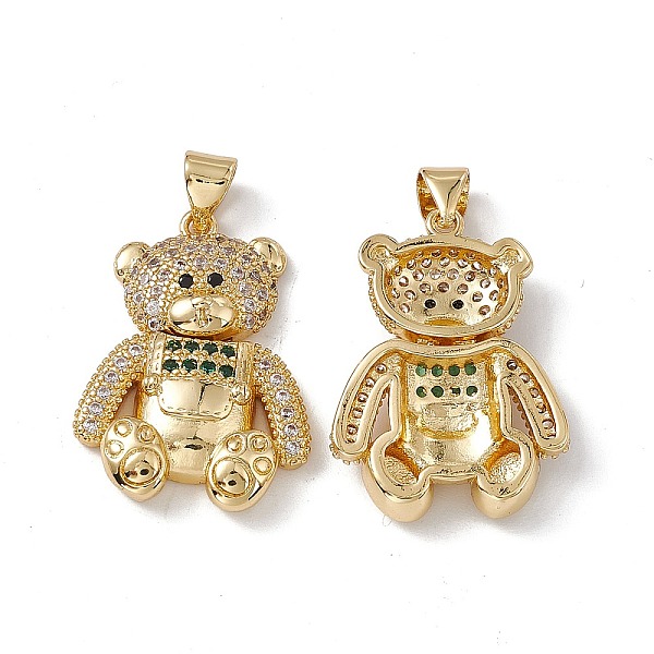 

PandaHall Brass Micro Pave Cubic Zirconia Pendants, Bear Charm, Real 18K Gold Plated, Green & Clear, 24.5x18x4.5mm, Hole: 4x3mm Brass+Cubic...