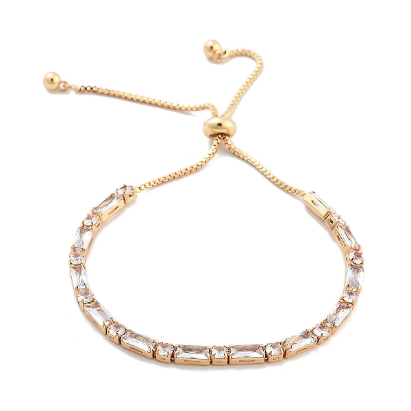 

PandaHall Brass Pave Clear Cubic Zirconia Rectangle & Flat Round Slider Bracelets, Box Chain Bracelts, Nickle Free, Long-Lasting Plated...
