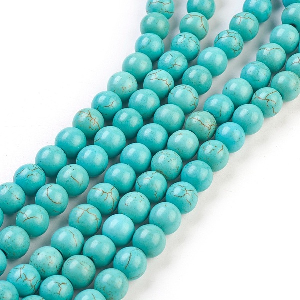 

PandaHall Synthetic Turquoise Beads Strands, Dyed, Round, Light Sea Green, 8mm, Hole: 1mm, about 50pcs/strand, 15.35 inch Synthetic...