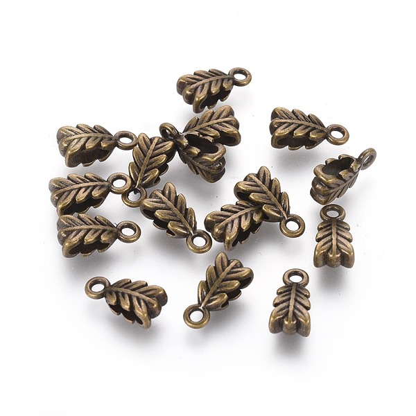 

PandaHall Tibetan Style Pendant Bails, Cadmium Free & Nickel Free & Lead Free, Antique Bronze, 14x6.5x4.5mm, Hole: 2mm Alloy Leaf