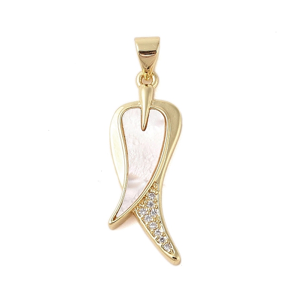 

PandaHall Brass Micro Pave Clear Cubic Zirconia Pendant, with Shell, Fishtail, Real 18K Gold Plated, 28.5x10x2.5mm, Hole: 4x3.5mm...