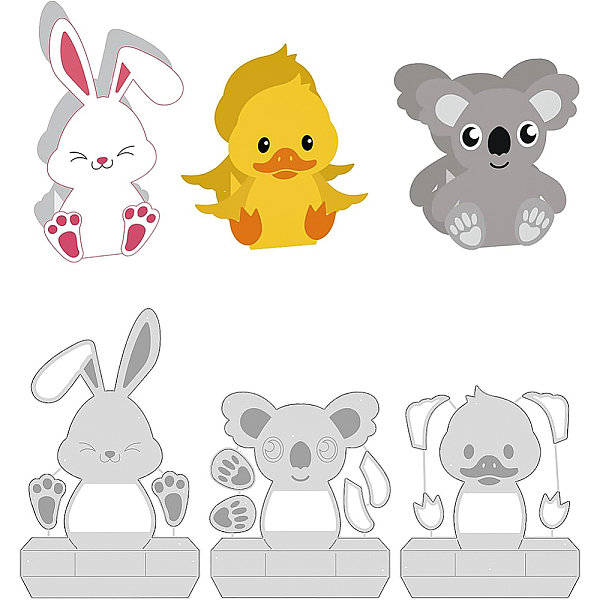 

PandaHall BENECREAT 3 Style 3D Animals Box Die Cut, Vintage Bunny Duck Koala Embossing Gift Box Template for Making Stencils, or Layered to...