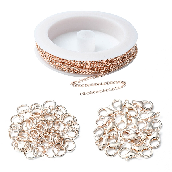 

PandaHall DIY Chain Bracelet Necklace Making Kit, Including Iron Curb Chains & Jump Rings, Zinc Alloy Lobster Claw Clasps, Rose Gold, Chain...
