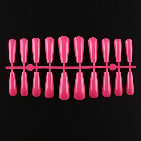 

PandaHall Solid Color Plastic Seamless Toe False Nail, Practice Manicure Nail Art Tool, Hot Pink, 26~32x6~13mm, 20pcs/set. Plastic None