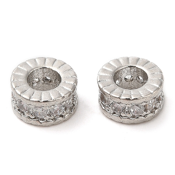 

PandaHall Rack Plating Brass Micro Pave Cubic Zirconia Beads, Long-Lasting Plated, Lead Free & Cadmium Free, Column, Platinum, 6x3mm, Hole..., Clear