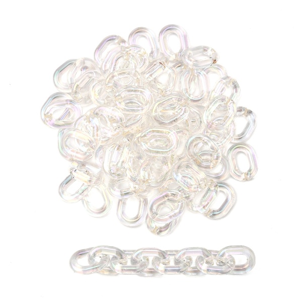 

PandaHall Transparent Acrylic Linking Rings, AB Color Plated, Quick Link Connectors, For Jewelry Cable Chains Making, Oval, Clear AB..., White