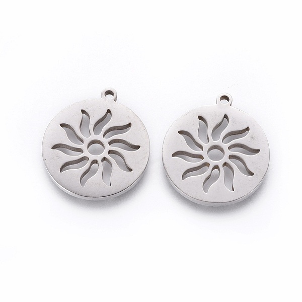 

PandaHall 201 Stainless Steel Pendants, Manual Polishing, Flat Round with Sun, Stainless Steel Color, 18x16x1.5mm, Hole: 1.2mm 201 Stainless...