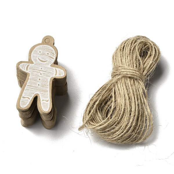 

PandaHall Christmas Theme Kraft Paper Gift Tags, Hang Tags, with Jute Twine, Gingerbread Man, BurlyWood, 4.95x3.05x0.05cm, Hole: 3mm, 50pcs..., Orange