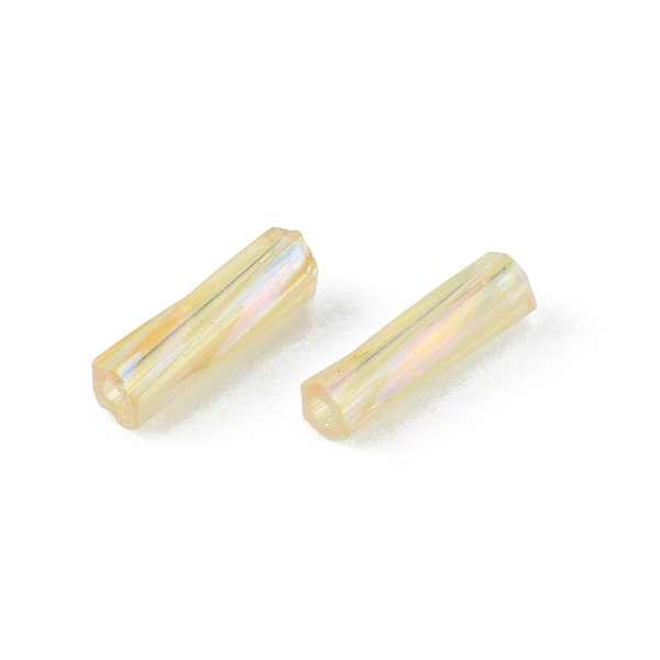

PandaHall 900Pcs Transparent Glass Twist Bugle Beads, Round Hole, Pale Goldenrod, 6x2mm, Hole: 0.8mm Glass