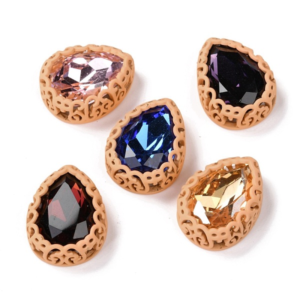 

PandaHall Sew on Rhinestone, Glass Rhinestone, with Brass Findings, Garments Accessories, Teardrop, Mixed Color, Beige, 21x16x7.5mm, Hole..., Yellow