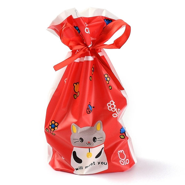 

PandaHall Plastic Baking Bags, Drawstring Bags, for Christmas Wedding Party Birthday Engagement Holiday Favor, Rectangle, Red, Cat Pattern...