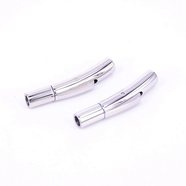 

PandaHall Stainless Steel Bayonet Clasps, Column, Stainless Steel Color, 29.5x7x5mm, Hole: 3mm Stainless Steel