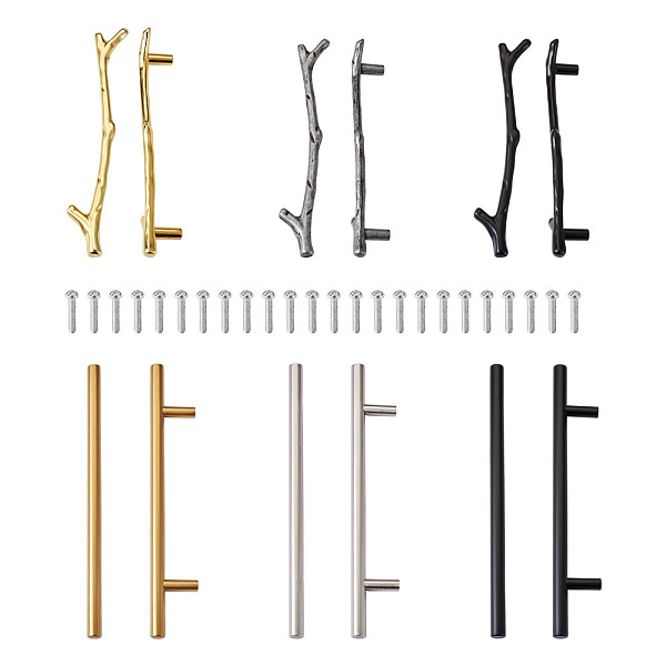 PandaHall Alloy and Stainless Steel Door Knob, with Iron Screws, Mixed Color, 12sets Alloy